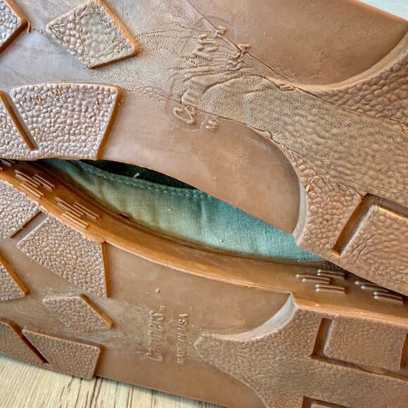 Vintage Camper Hiking Boots Tan Canvas Suede Ankle Lace Up Unisex - Picture 7 of 14